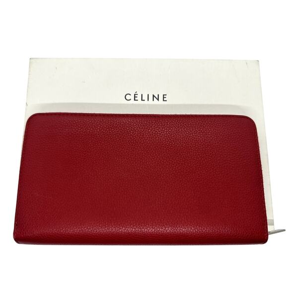 CELINE Paris Genuine Leather Zippy Wallet Red EUC w/ box, dust bag, tags, certs - Picture 3 of 15